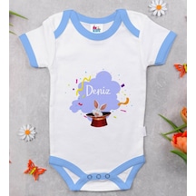 Bitmeyenkartus Bk Kids Kişiye Özel Mavi Bebek Body Zıbın - Model 183 Çok Renkli