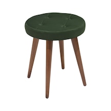 Ankhira Ahşap Ayaklı Tabure (Yeşil Renk-Ceviz Ayaklı)