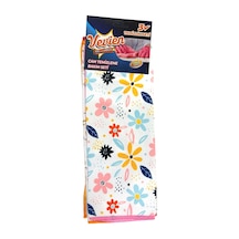 Microfiber Çiçek Desenli Cam Bezi Temizlik Bezi 3'lü 40x40 Cm Beyaz