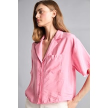 Defacto Pijama Yaka Modal Kısa Kollu Gömlek H7938ax26smpn164 Pembe-pn164