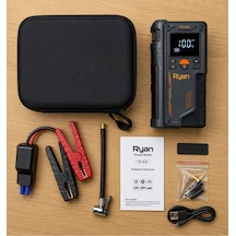 Akü Takviye Cihazı 1000a Ve Lastik Şişirme Kompresörü Powerbank Led El Feneri Taşıma Çantalı Ry-p20