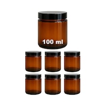 100 Ml Cam Kavanoz Amber 100 Cc Kozmetik Krem Kavanozu Siyah Kapaklı 6 Adet Tek Renk