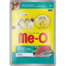 Me-O Kitten Ton Balıklı ve Sardalyalı Jöleli Pouch Yavru Kedi Yaş Maması 80 G