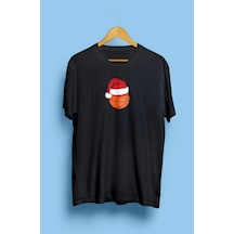 Minimalist Basketbol Topu Oyuncu Basketbolcu Yılbaşı Yenilik Yeni Sene Tasarım Baskılı Unisex Tişört Siyah