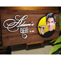 Bk Gift Kişiye Özel Karikatürlü Kabartma Tasarım Ceviz Ahşap Bar Tabelası, Home Bar Tabela, Rustik Ev Dekorasyonu, Duvar Dekoru-1