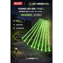 Yılbaşı Led Işık Yeşil Meteor Led 8 Adet Set 50cm Ip65 Dış Mekan Yeşil