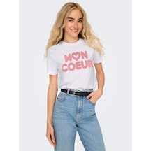 Only Onlarıya Lıfe Reg S/s Love Top Box Jrs Kadın Beyaz T-shirt - 15343191