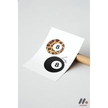Leopar Desenli 8 Top Retro, Çerçevesiz Yüksek Kalite Duvar Afişi - Motivasyon Hediyesi