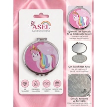 Sevimli Karakter Ve Unicorn Tasarımlı Çift Taraflı Katlanabilir Metal Cep Aynası - 9 Farklı Model 0