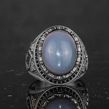 Gerçek Doğal Opal Taşı İle Erkek Yüzük - 925 Ayar Gümüş El Yapımı Tasarım Gümüş