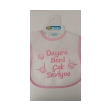 My Baby Kumsal Su Geçirmez Dayım Beni Çok Seviyor Baskılı Bebek Mama Önlüğü