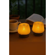 2li Dekoratif Mini Lambader, Masaüstü Lambası, Estetik Işıklı, Led Mumluk Çok Renkli