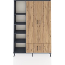 Arges Dolap 6 Raflı 4 Kapaklı Tek Askılı 132x30x195 Antrasit-çam/antrasit Atlas Çam/antrasıt