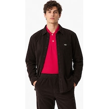 Lacoste Men's Regular Fit Button-down Cotton Shirt Erkek Düğmeli Yaka Pamuklu Kadife Gömlek Kahverengi