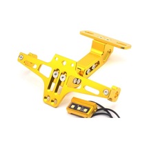 Ayarlanabilir Cnc Alüminyum Alaşımlı Motosiklet Plaka Tutucu Bisiklet Işık Led Işıklı Teleskopik Braket - Altın