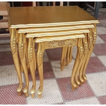 Masifart Plum Lükens Oymalı Zigon Sehpa Gold
