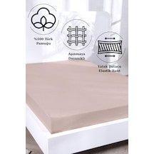 Aç-tak Lastikli Tek Kişilik Çarşaf 160x200+30 Cm Polycotton Matriss Serisi Krem