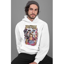 Sevbano One Piece Karakterler Monkey D. Luffy Baskılı Unisex Oversize Ani beyaz