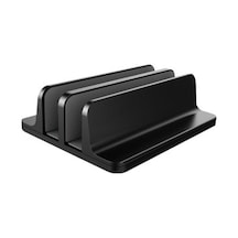 Wezone Alüminyum Çift Konumlu Dikey Laptop Tutucu - Ayarı Değiştirilebilir Genişlikli Masaüstü Organizatör Siyah