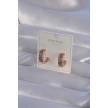 Ezoconcept Xuping Rose Renk Zirkon Taşlı İşlemeli Halka Küpe