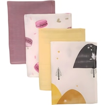 S-mall Bebek Müslin Omuz Ter Bezi 4'lü 40x30 CM Yellow Rainbow Çok Renkli