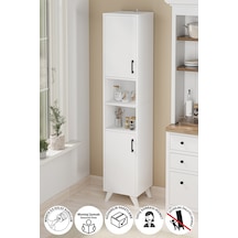 2 Kapaklı 6 Bölmeli Çok Amaçlı Dolap Çok Amaçlı Mutfak Dolabı Banyo Dolabı Nergis Beyaz Beyaz