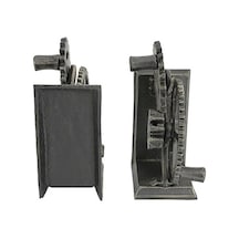 Design Toscano Qh9631 Endüstriyel Dişli Steampunk Dekor Kitap Destekleri, 38 Cm, İkili Set, Çok Renkli