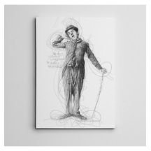 Charlie Chaplin Çizim Mini Dekoratif Kanvas Tablo 70 X 100 Cm