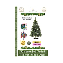 Noelpaketi Lüks Yılbaşı Çam Ağacı Dekoratif Yapay Yeşil Sık Dallı Modern Noel Paketi 240 Cm 600 Dal Standart
