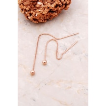 4 Mm Top Rose Gümüş Zincir Küpe 5289