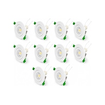 Tr Beyaz Led Spot Seti 10'lu Yuvarlak Kasa 4000k Doğal Beyaz Gu10 Ampul Dahil Tak Çalıştır 6,5cm Gömme Tavan Spotu Genel
