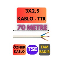 Öznur 3x2,5 Ttr Kablo Metre Seçenekli Beyaz - 70 Metre