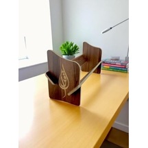 Masaüstü Portatif İşlemeli Desenli Kitaplık 45 Cm X 14,5 Cm X 21 Cm Hareli Ceviz - İkra, 21x14,5x45