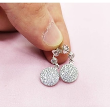Oriental Kuyumculuk Jewellery Yuvarlak Taşlı Gümüş Küpe Gümüş