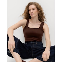 Marks & Spencer Premium Kare Yaka Atlet T41007325 Kahverengi