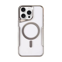 Newface Apple İphone 16 Pro Max Kılıf Boyi Magsafe Silikon Kapak - Gümüş