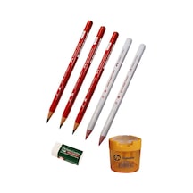 Jumbo Üçgen İlk Kalemim Seti Kurşun Kalem + Kırmızı Başlık Kalemi + Beyaz Silgi + Sarı Kalemtıraş