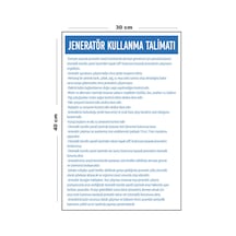 Metal Jeneratör Kullanma Talimatı 30 Cm X 40 Cm A3 Büyüklüğünde Uyarı Levhası Yönlendirme Tabelası