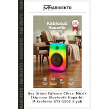 Ses Ürünü Eğlence Cihazı Müzik Ekipmanı Bluetooth Hoparlör Mikrofonlu Gts-1802 Siyah