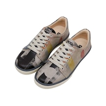 Kadın Vegan Deri Çok Renkli Sneakers - Geometric Shapes Tasarım