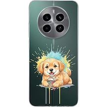 Realme 12 İle Uyumlu Splash Köpek Tasarımlı Şeffaf Silikon Kılıf Şeffaf