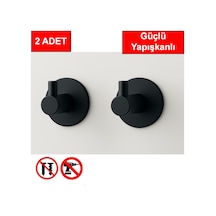 2 Adet Yuvarlak Plastik Güçlü Yapışkanlı Kancalı Çok Amaçlı Askılık Kapı Arkası Bornoz Askılığı Siya Diğer
