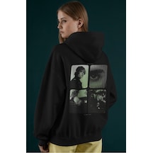 Sevbano Justin Bieber Şarkıcı Sırt Baskılı Unisex Oversize Penye Hoodie Siyah