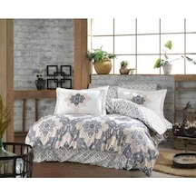 Hobby Kingsize Poplin Nevresim Amanda Gri Çok Renkli