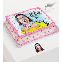 Kişiye Özel Bayan Karikatür Baskılı Yaş Pasta Için Yenilebilir Şe (367084050)