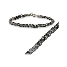 Gümüş Kazaziye Örgü Bileklik - Yüzük Ölçüsü: 20 Cm