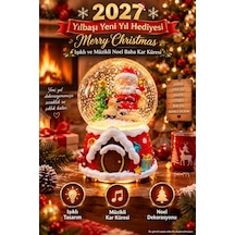 2027 Yılbaşı Yeni Yıl Hediyesi Işıklı Müzikli Noel Baba Yılbaşı Çam Ağacı Temalı Kar Küresi 13x8 Cm
