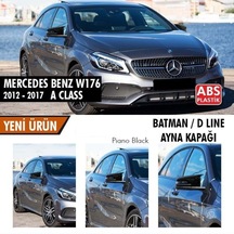 Sts Oto Aksesuar Mercedes Benz W176 2012-2018 Batman Yarasa Ayna Kapağı Piano Black Abs Plastik (01)