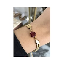 Bordo Kalp Detaylı Bileklik