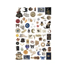 73 Adet Fairygrunge Dark Academia Vintage Sticker Seti - Etiket Seti Scrapbook Bullet Journal Çok Renkli
